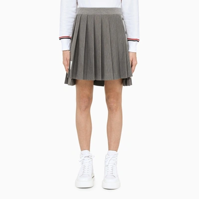 Thom Browne Mini Dropped Back Pleated Skirt In Med Grey