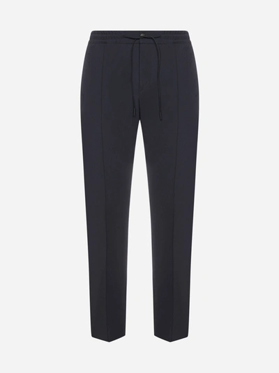 Pt01 Active Omega Stretch Cotton Blend Trousers In Navy Blue