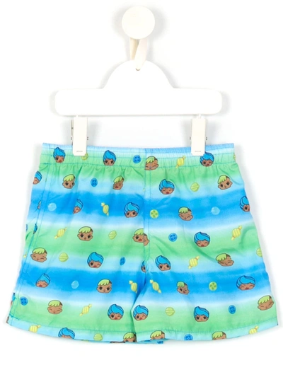 Amir Slama Kids' Printed  + Chocolix Swim Shorts In Blue