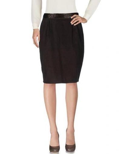 Antik Batik Knee Length Skirt In Dark Brown
