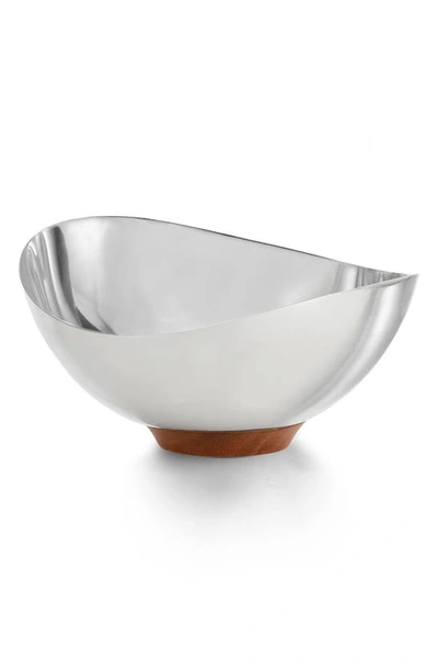 Nambe Pulse Nut Bowl In Silver And Brown
