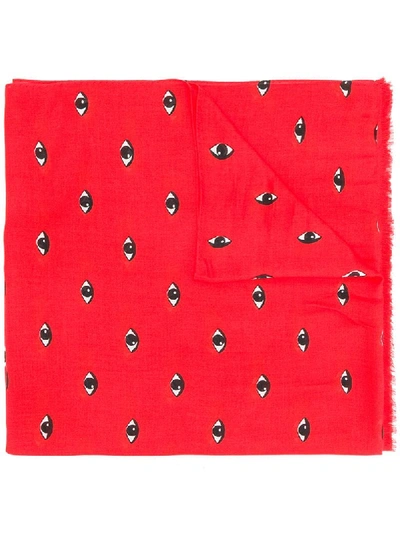 Kenzo Eyes All Over Scarf In Red