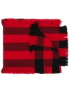 Burberry Half Mega Fashion Plaid Fringe Scarf In Military Red