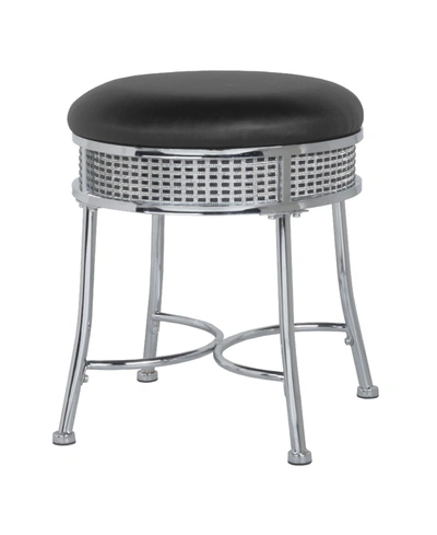 Hillsdale Venice Backless Vanity Stool With Black Faux Crystals In Chrome