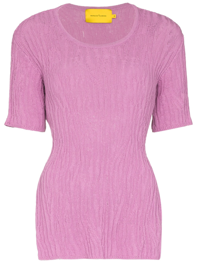 Marques' Almeida Recycled Cotton Knit Top W/ Open Back In Purple