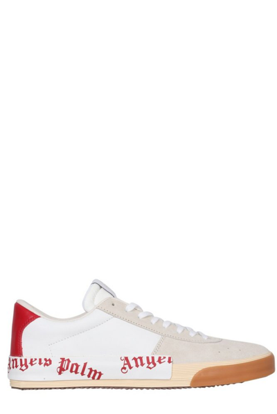 Palm Angels New Vulcanized Suede & Leather Sneakers In White