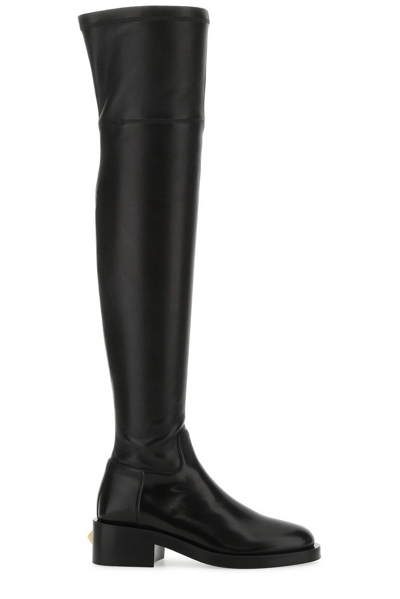 Valentino Garavani Rockstud Thigh-high Boots In Black