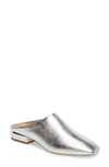 Pour La Victoire Sebina Metallic Leather Mules In Silver Leather