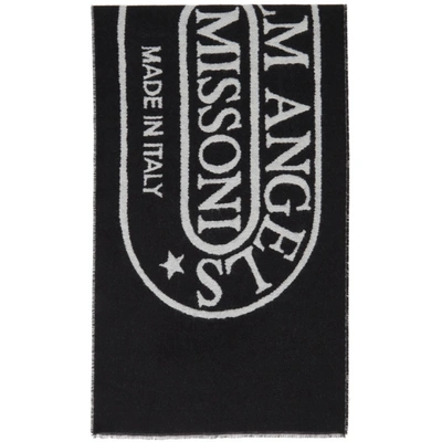 Palm Angels Black & Multicolor Missoni Edition 'mind' Scarf In Black White