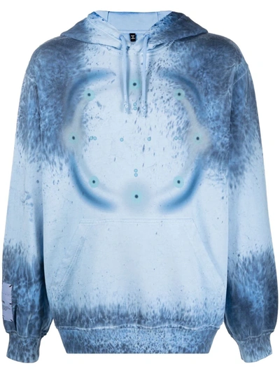 Mcq By Alexander Mcqueen Breathe Logo-appliquéd Printed Cotton-jersey Hoodie In Light Blue