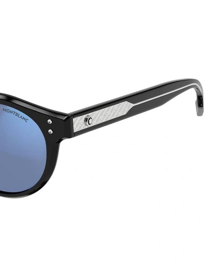 Montblanc Mb0123s Sunglasses In Black Black Light Blu