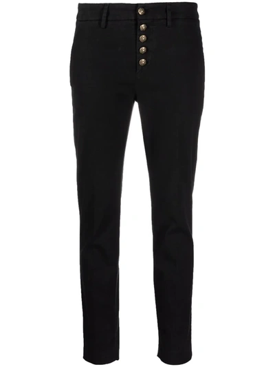Dondup Koons Cropped Button-fly Trousers In Black