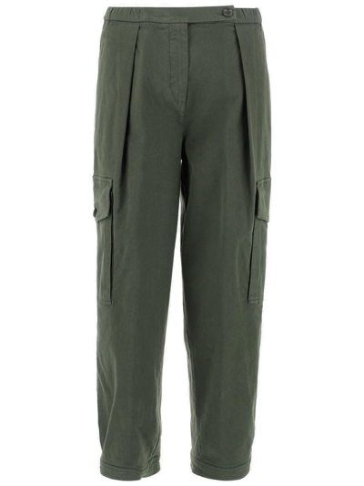 Aspesi Cropped Cargo Trousers In Olive Green