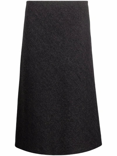 Maison Margiela Grey Wool Midi Skirt