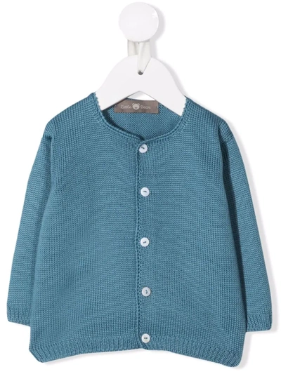Little Bear Babies' Wool Button-front Cardigan In Blue