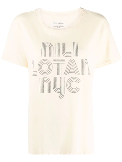 Nili Lotan Logo-print Cotton T-shirt In Yellow