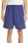 Balenciaga Campaign Logo-embroidered Sweat Shorts In Blue