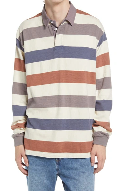 Bdg Urban Outfitters Stripe Cotton Rugby Shirt In Stone