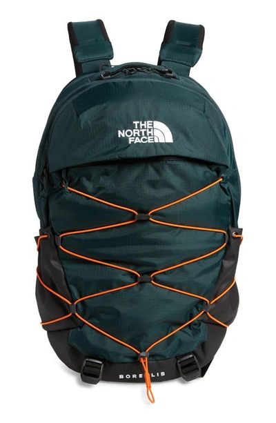 The North Face Kids' Borealis Backpack In Dark Sage Green/ Red Orange