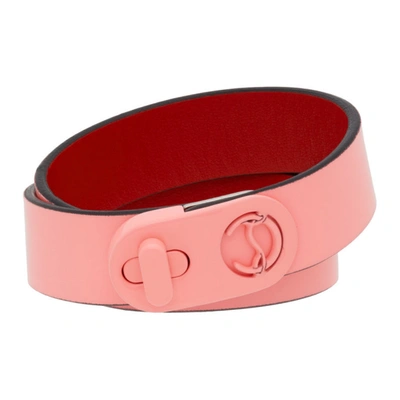 Christian Louboutin Elisa Patent Turn-lock Double Wrap Bracelet In P618 Bubble Gum