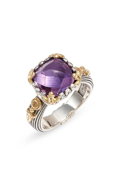 Konstantino Delos 2 Sterling Silver 18k Gold & Amethyst Ring Dmk2150-101-cut S7 In Multi