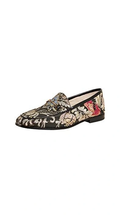 Sam Edelman 'loraine' Horsebit Floral Jacquard Step-in Loafers In Black Jacquard