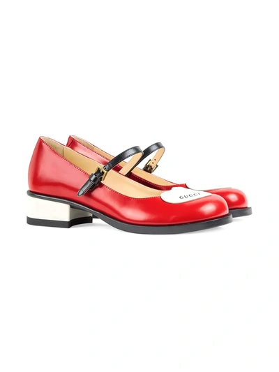 Gucci Kids' Heart-patch Ballerina Flats In Red