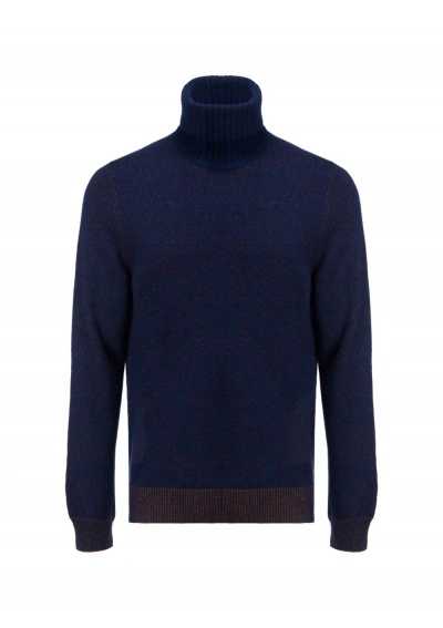 Malo Cashmere And Silk Turtleneck In Blue