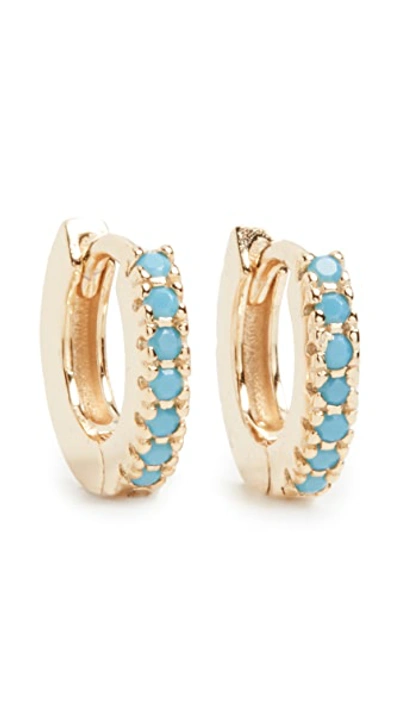 Adinas Jewels Turquoise Huggie Earrings