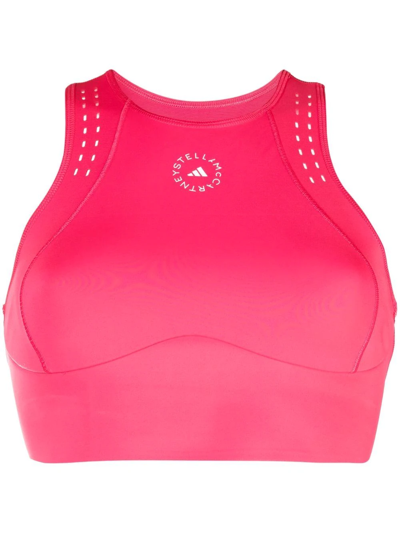 Adidas By Stella Mccartney Truepurpose Cutout Perforated Recycled Stretch Sports Bra In Actpnk