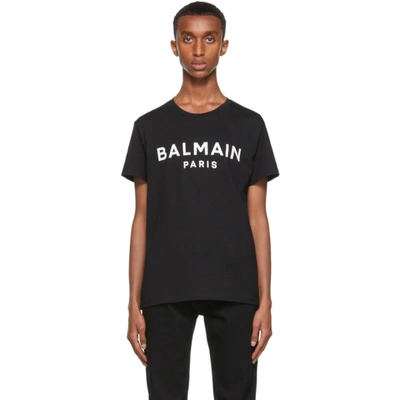 Balmain Black Printed Logo T-shirt In Negro
