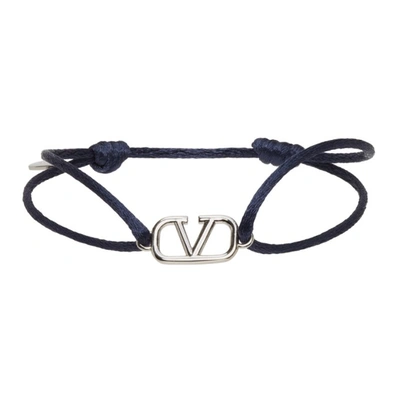 Valentino Garavani Vlogo Drawstring Bracelet In Blue