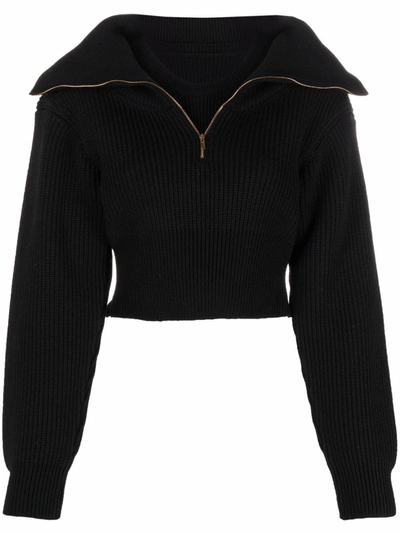 Jacquemus Zip-fastening Long-sleeve Jumper In Schwarz