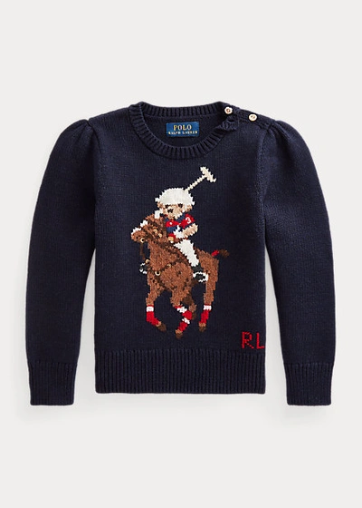 Polo Ralph Lauren Kids' Polo Bear Cotton-wool Sweater In Rl Navy