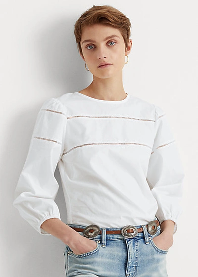 Lauren Ralph Lauren Ladder-trim Cotton Shirt In White