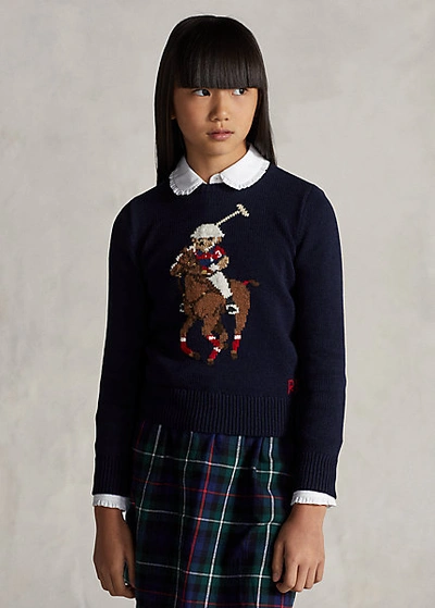 Polo Ralph Lauren Kids' Polo Bear Cotton-wool Sweater In Rl Navy