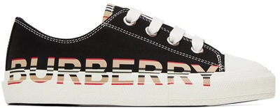 Burberry Kids Black Icon Stripe Logo Sneakers
