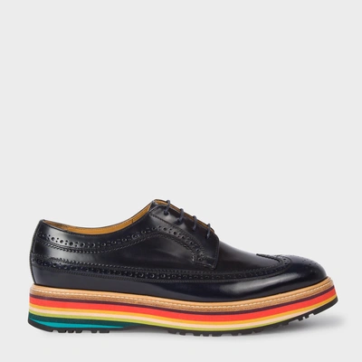 Paul Smith Men's Dark Navy Leather 'grand' Brogues With 'artist Stripe'  Soles | ModeSens