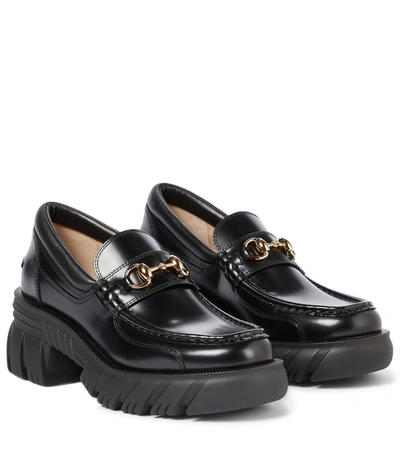 Gucci Horsebit Leather Chunky Loafers In Black