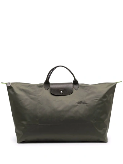 Longchamp Large Le Pliage Green Travel Tote Bag In Verde