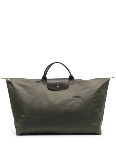 Longchamp Large Le Pliage Green Travel Tote Bag