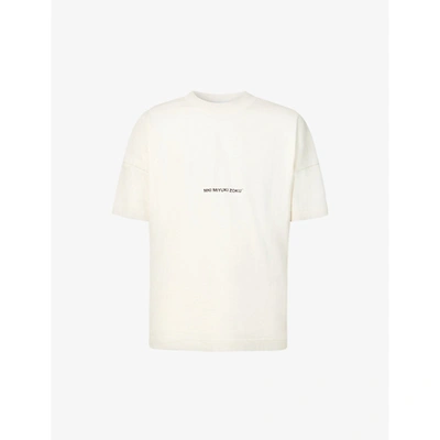 Mki Miyuki Zoku Staple Brand-print Organic-cotton T-shirt In Raw