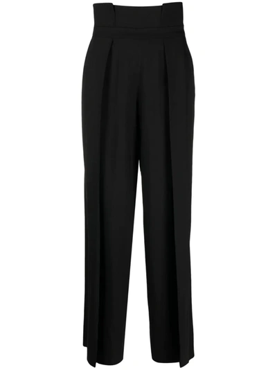 Federica Tosi Recycled Cashmere-blend Drawstring-waist Trousers In Schwarz