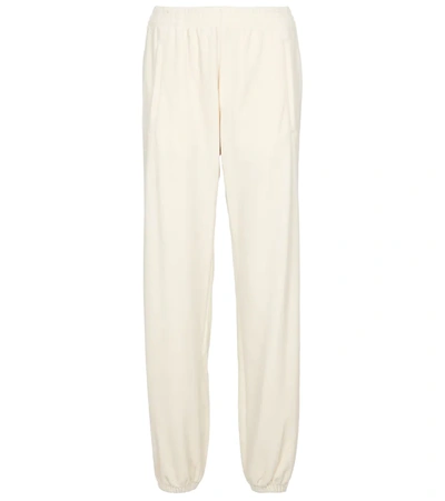 Tory Sport Piped Cotton-blend Velour Track Pants In White