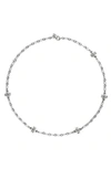Tory Burch Women's Roxanne Silvertone & Semi-precious Stone Chain Necklace In Worn Silver