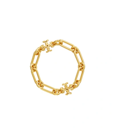 Tory Burch Roxanne Goldplated Cubic Zirconia Chain Bracelet In Rolled Tory Gold