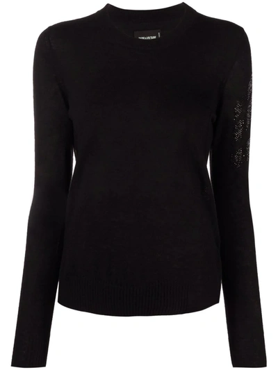 Zadig & Voltaire Miss Cp Arrow Embellished Cashmere Sweater In Black