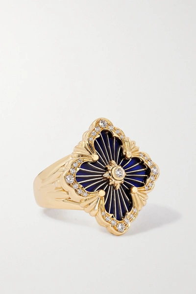 Buccellati Opera Tulle 18-karat Gold, Enamel And Diamond Ring