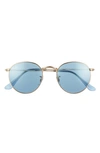 Ray Ban Icons 50mm Round Metal Sunglasses In Arista/ Blue