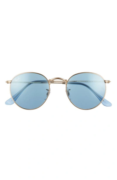 Ray Ban Icons 50mm Round Metal Sunglasses In Arista/ Blue